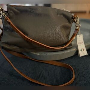 NWT Valentina Brown Leather Shoulder Bag